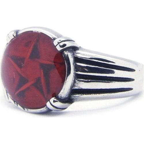 Classic Red Star Ring 316L Stainless Steel New Fashion Women Mens Cool Star Ring