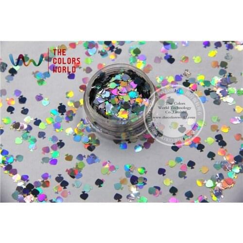 TCA100 Laser Silver Color Spades 5MM Size Glitter dust ,Specular luster glitter for nail,tatto,Art decoration and others