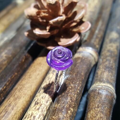 LiiJi Unique 925 Sterling Silver Amethyst Rose,Blue Aquamarine Crystal,Opal Crystal Flower Pearl Ring for Women Girls Gift