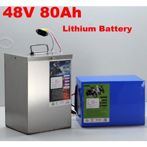 US EU RU 48V 80AH Lithium battery 80Ah 48V Li-ion battery 50A BMS power 3000w 5000w for RV EV scooter tricycle + 10A Charger