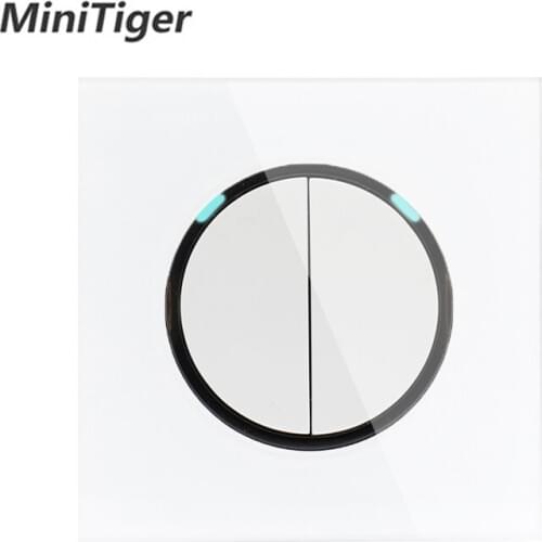 Minitiger 2019 New Arrival Crystal Glass Panel 2 Gang 1 Way Random Click On / Off Wall Light Switch With LED Indicator