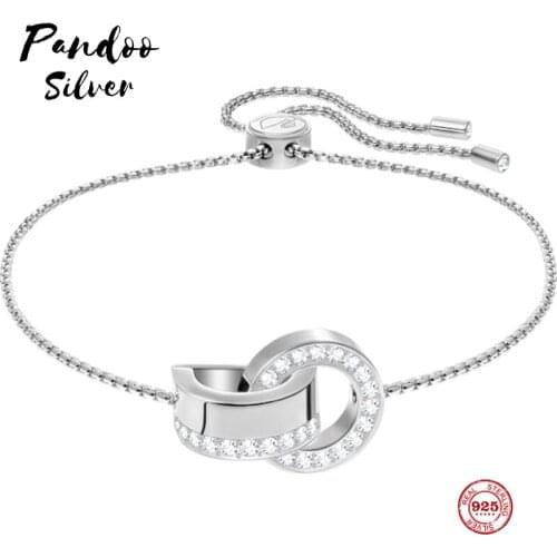 Fashion Charm Pure 925 Silver Original 1:1 Copy, Interlocking Modern Style Fresh And Elegant Bracelet Female Luxury Jewelry Gift