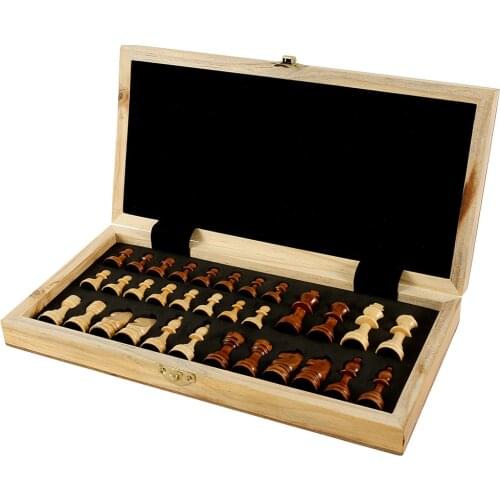 Wooden International Chess Set Folding Chess with Felted Game Board Games Checkers Entertainment Adult Kids Family Party Toys