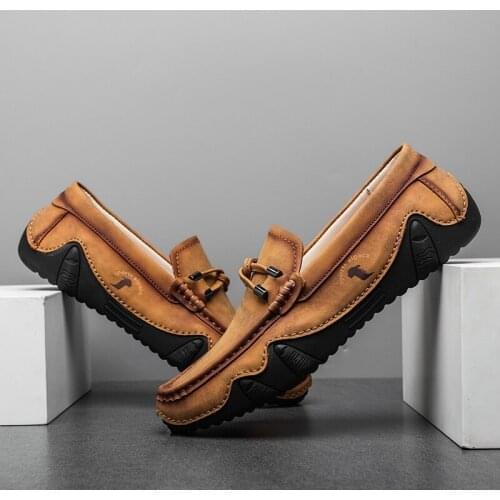 New Mens Loafers Shoes Luxury Fashion Boat Driving Handcraft Leather Comfortable Classic Homme High Quality Leisure Size38-46