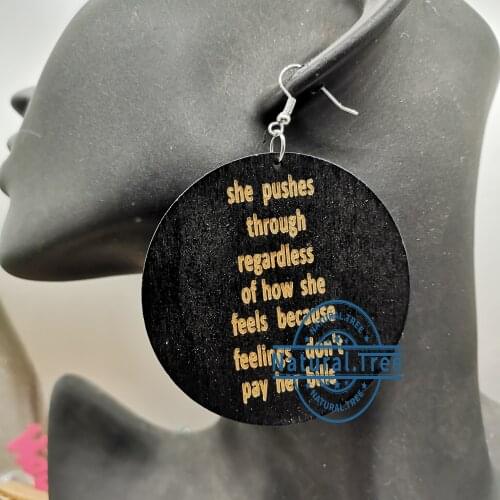 She push through regardless Wooden Earrings