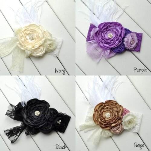 Wholesale Girl Hair Band Ribbons Flower Pearl Lace Fashion Hair Accessories Photograph props Baby Gifts 15626