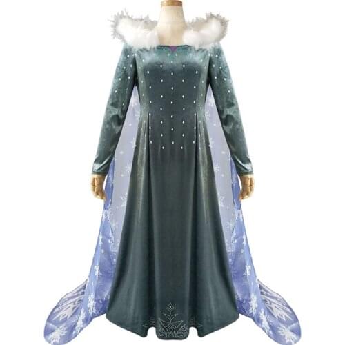 Princess Cosplay Costume Dress Dark Green Gown Halloween Christmas Dresses