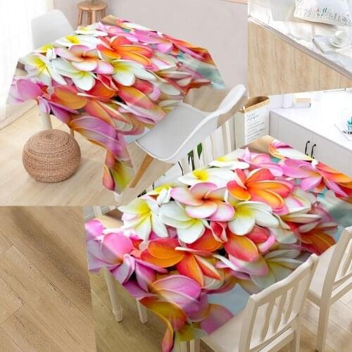 Plumeria Flower Custom Table Cloth Oxford Fabric Rectangular Waterproof Oilproof Table Cover Family Party Tablecloth