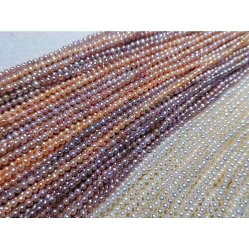 Loose Pearl Strands Necklace Round Shape with Size 3-3.5mm Perfect Luster for DIY Jewelry Pearls Necklaces