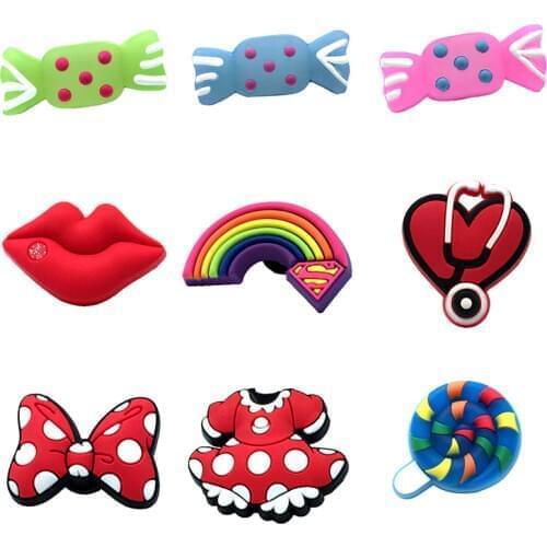 1Pcs Casual PVC Genuine Shoe Charms Shoe Accessories Decoration,Shoe Buckles Fit Bracelets With Holes Gift,Children Party Gift