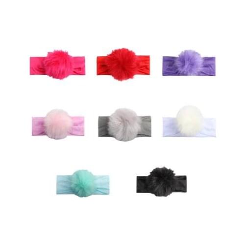 10pcs Wholesale Newborn Kids Lovely Girls Fur Ball Hairband Headwear Headband Hair Band Accessories 2017 Hot Sale