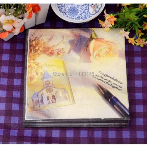 Romantic rose napkins color printing paper towelsWedding party napkins Napkin Paper 60% Virgin Wood napkin free shipping