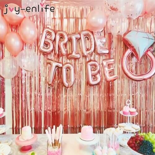 Rose Gold Foil Tassel Curtain Bride To Be Letter Balloons Heart Foil Balloon Birthday Bachelorette Girl Hen Party Bridal Shower