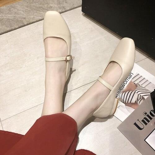 2021 spring and autumn new retro British style fashion shallow mouth high heels single shoes fairy style