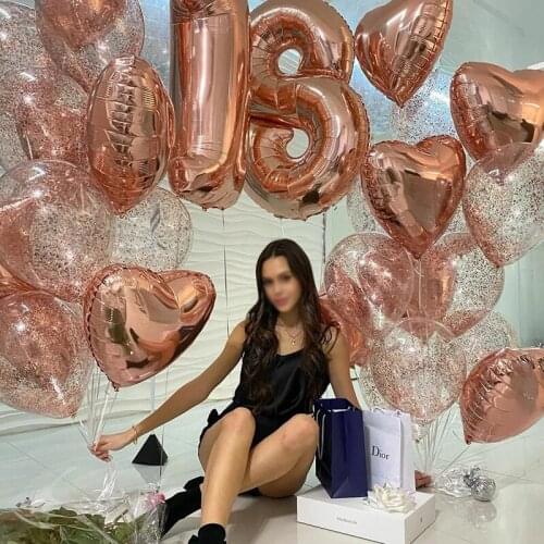 1set 32/40inch Rose Gold Black Silver Number 18inch Heart Foil Balloon Boy Girl 18th Years Old Party Decor Happy Birthday Supply