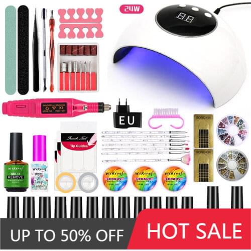 WiRinef Nail set and Nail Lamp Choose 18/12 Color Gel Nail Polish Kit Electric Nail Drill Machine Manicure Set Nails Art
