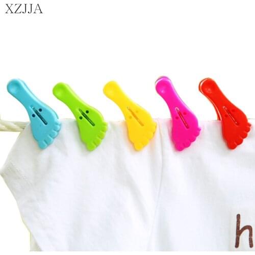 XZJJA 3Pcs Little Feet Clothes Pegs Socks Bed Sheet Towel wind-proof Pins Clips Household Clothespins Arts Photo Paper Clamp