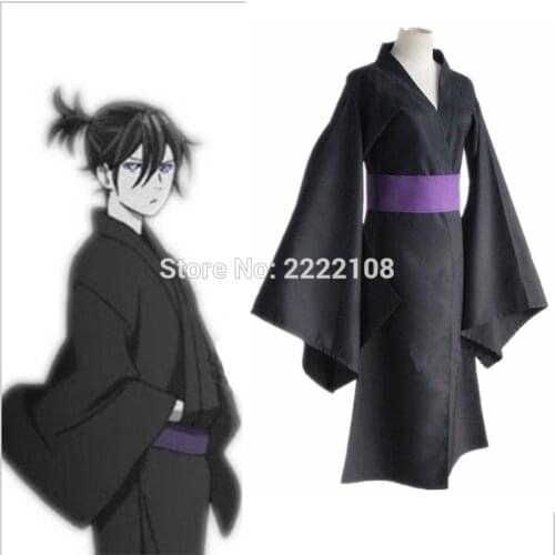Japanese Anime Noragami Yato Kimono Yukata Cosplay Costume Universal Summer Matsuri Mens Noragami Yato Black Cosplay Costume