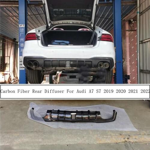 Carbon Fiber Rear Diffuser Lip Spoiler For Audi A7 S7 2019 2020 2021 2022 High Quality Bumper With Lamp Car Accessories