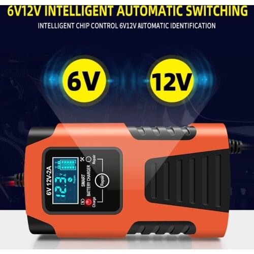 Motorcycle Battery Charger 6V 12V 2A Pedal Lead-acid Battery Full Intelligent Repair Multi-purpose Car Battery Charging Units