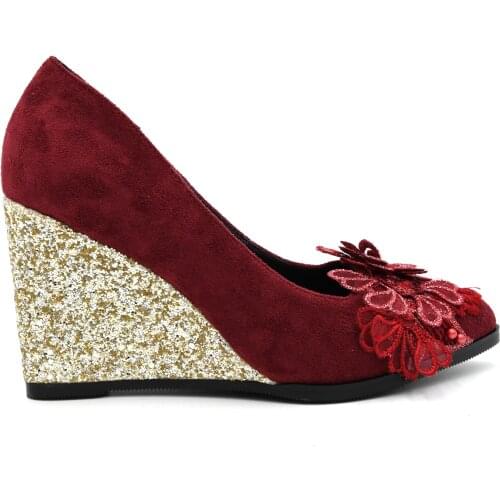 TOPQUEEN-A50 A pair of clearance Bridal Shoes high heel lady wedding embroidery handmade flowers bridal shoes for wedding