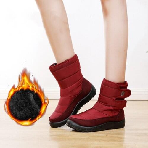 Women Snow Boots Warm Short Fur Plush Winter Ankle Boots Plus Size Ladies Shoes Womens Non-slip Casual Waterproof Ankle Boots