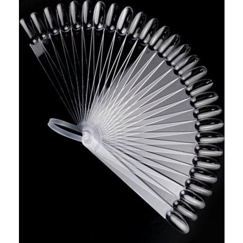 1 Set False Nail Tips Fan Nature Nail Art Round Full Cover Display Practice Tools Fake Nails Manicure Acrylic UV Gel Polish