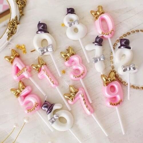 1 pcs Number 0-9 Birthday Candle Happy Birthday Cake Candles for Kids Adult Wedding/ Party Crown Candle Cake Decoration Tools
