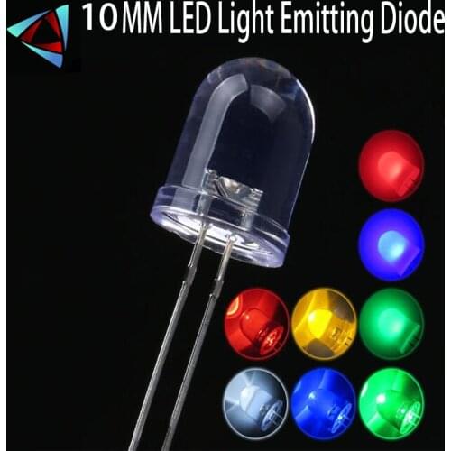 10mm 10pcs/LOT Red Blue White Yellow Green 850NM infrared emitter Warm Pink Purple Orange RGB LED fast slow Transparent DIP