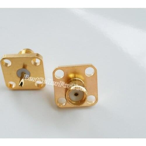 10Piece SMA Female 4-hole Panel Mount Flange RF Coax Connector Solder Cup Brass