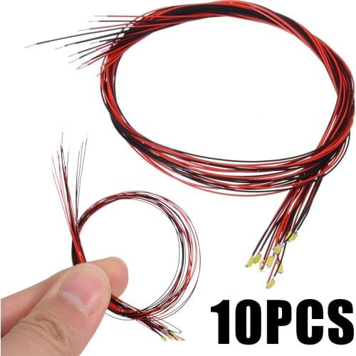 10pcs/set 3V/12V T0603WM SMD Led Pre-soldered Micro Litz Wired Leads White SMD Led Lamp Model DIY 200mm Long