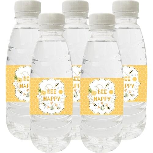 10pcs/lot Happy Bee Day Party Decoration Water Bottle Stickers Daddy/Mommy to be Gender Reveal Long Stickers Labels