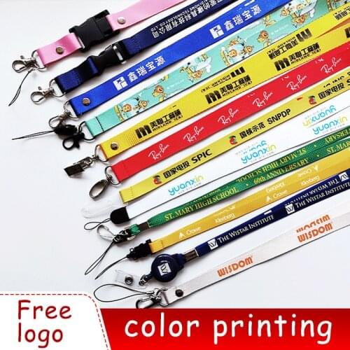 Custom Printed Key Lanyard Full Color Design Badge Clip And Employee Card Lanyard 10PCS