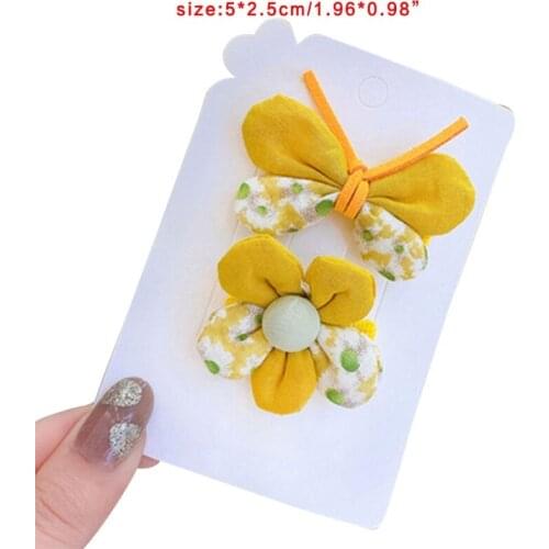 2Pcs Kids Baby Girls Hair Bow Clips Barrettes Sweet Candy Color Butterfly Flower Bowtie Kawaii Infant Alligator Hairpins