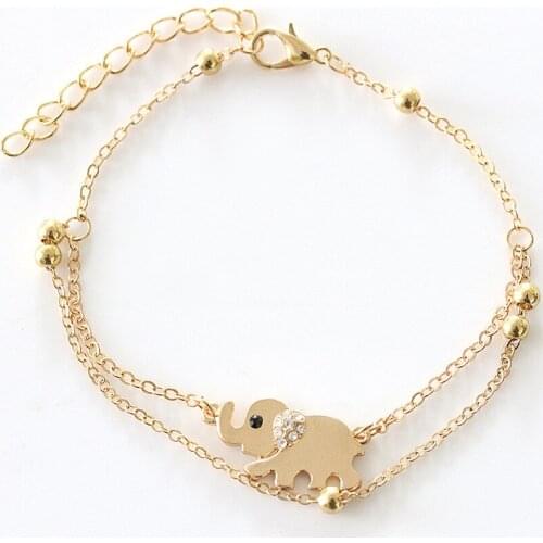2021 New Summer Bracelet On Leg Fashion Animal Elephant Anklets For Women Multilayes Adjustable Anklet Foot Beach Jewelry Gift