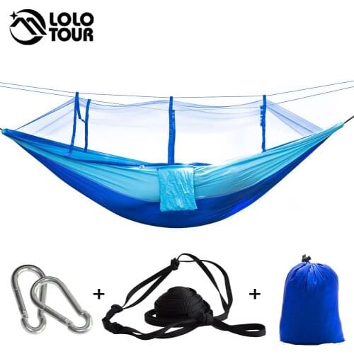 210T Nylon Fabric Netting Hammock High Strenght Portable Hamac Can Fold Into Pouch Mosquito Net Hamak Single Perosn Hanging Bed