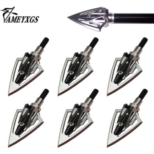 3 Pcs Hunting Arrowhead Archery Broadheads 100 Garins Metal Arrow Head Point for Bow or Crossbow Hunting Outdoor Sports