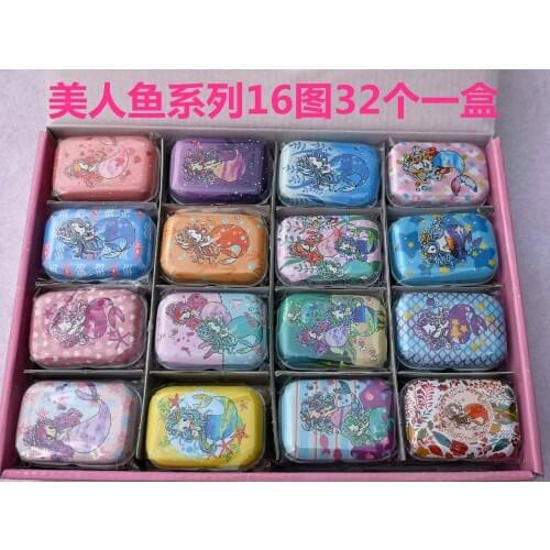 32pc(1box)/lot Mermaid series Mini cover Iron tin pencil case / can/Pill cute box / small Kit/candy storage gift box