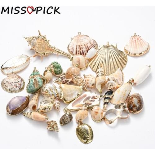5pcs/lot Natural Conch Seashell Pendant Loose Shell Beads for Jewelry Making Necklace Earring Diy Keychain Beach Accessories