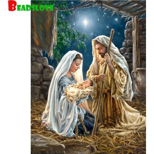 5d diy diamond painting Winter Jesus was born full square round 3 d diamond embroidery art diamond mosaic christ gift decor