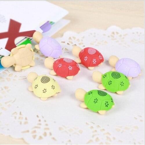 60 Pcs/lot Cartoon Lovely Little Turtle Eraser Colorful Stationery School Supplies personalized gifts for kids
