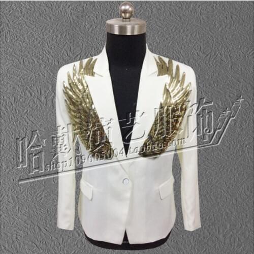 Party Blazers Jacket Sequins Wings Suit Men Performance Nightclub Dj Ds Men Singer Ds Show Suit Tide Singer Stage Clothing