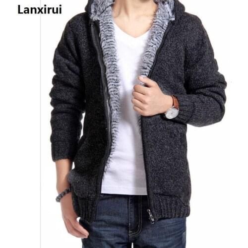 Brand Men Casual Striped Thick Cardigan Sweater Male Zipper Knitted Cardigan For Men Winter Mens Turtleneck Cardigan