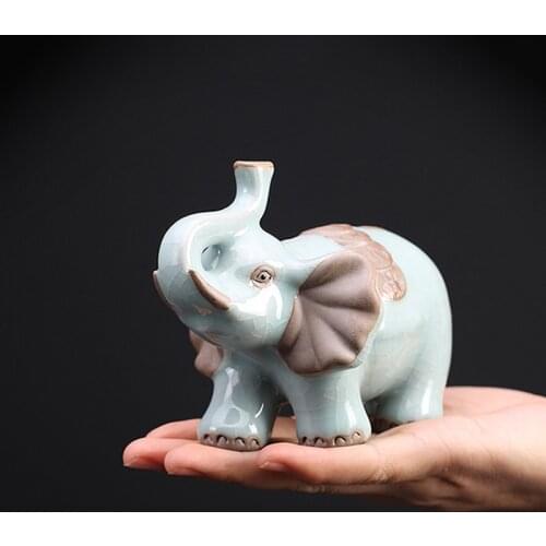 Tea Pet Ceramic Decorative Elephant Statue Handmade Boutique Chinese Kung Fu Tea Set Accessories Tea Tray Decor Crafts Lucky