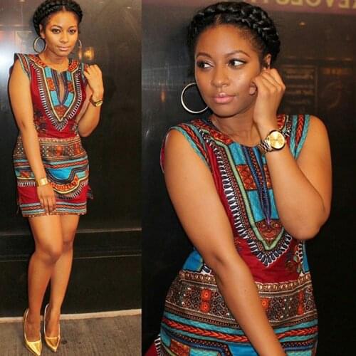 Dashiki African Dresses For Women Casual Short Sleeve Vestidos Africa Dress vetement femme 2019