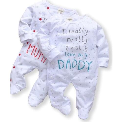 Baby Cotton Rompers Clothes Newborn Long Sleeve Unisex Onesies Pajamas Baby Boy Girl Footed Overalls Printed Jumpsuit Outfit