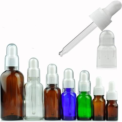 Dropper Bottle Empty Glass Vials Various Specifications Essential Oil Refillable Bottle Transparent Cover Cosmetic Container