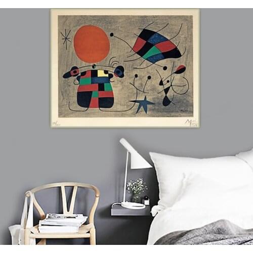 Citon Joan Miro《The smile with flaming wings》Surrealism Canvas Art Oil Painting Picture Background Wall Decor Home Decoration