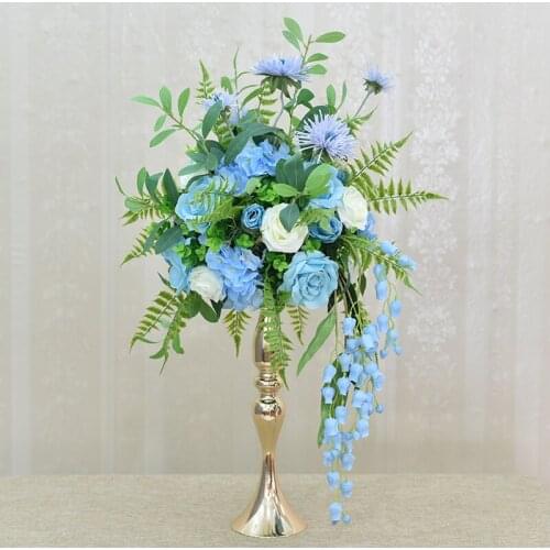 Artificial flower Wedding decor table flower ball centerpiece silk plastic flower bouquet rose peony olive leaf with gold vase