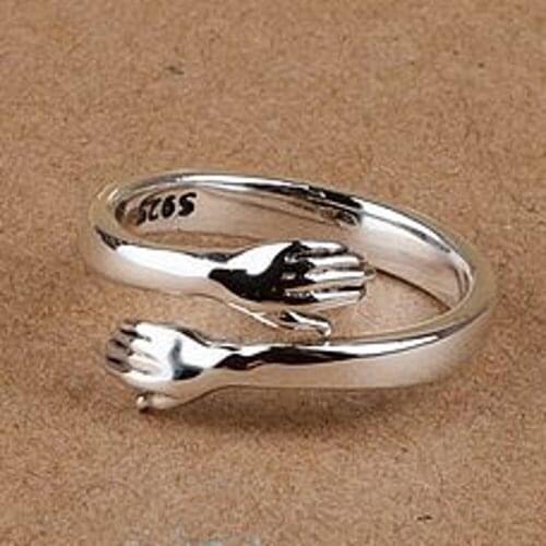 BOCAI New real S925 pure silver woman ring two hands hugging ring girlfriend gift solid 925 silver female ring